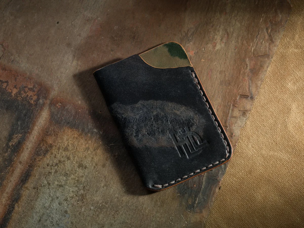 Shell Cordovan Birdshot Wallet in Tumbled Black w/ Scarring