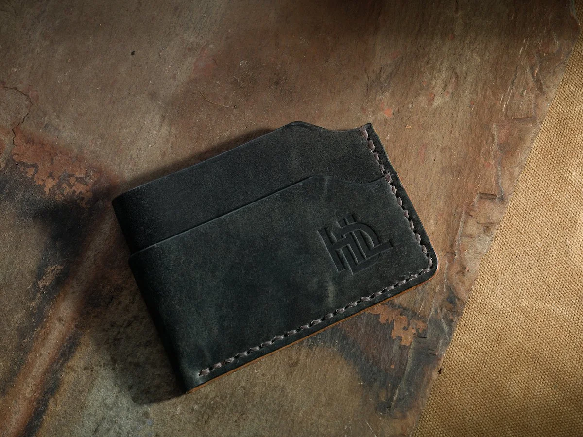 Shell Cordovan Buckshot Wallet in Marbled Black
