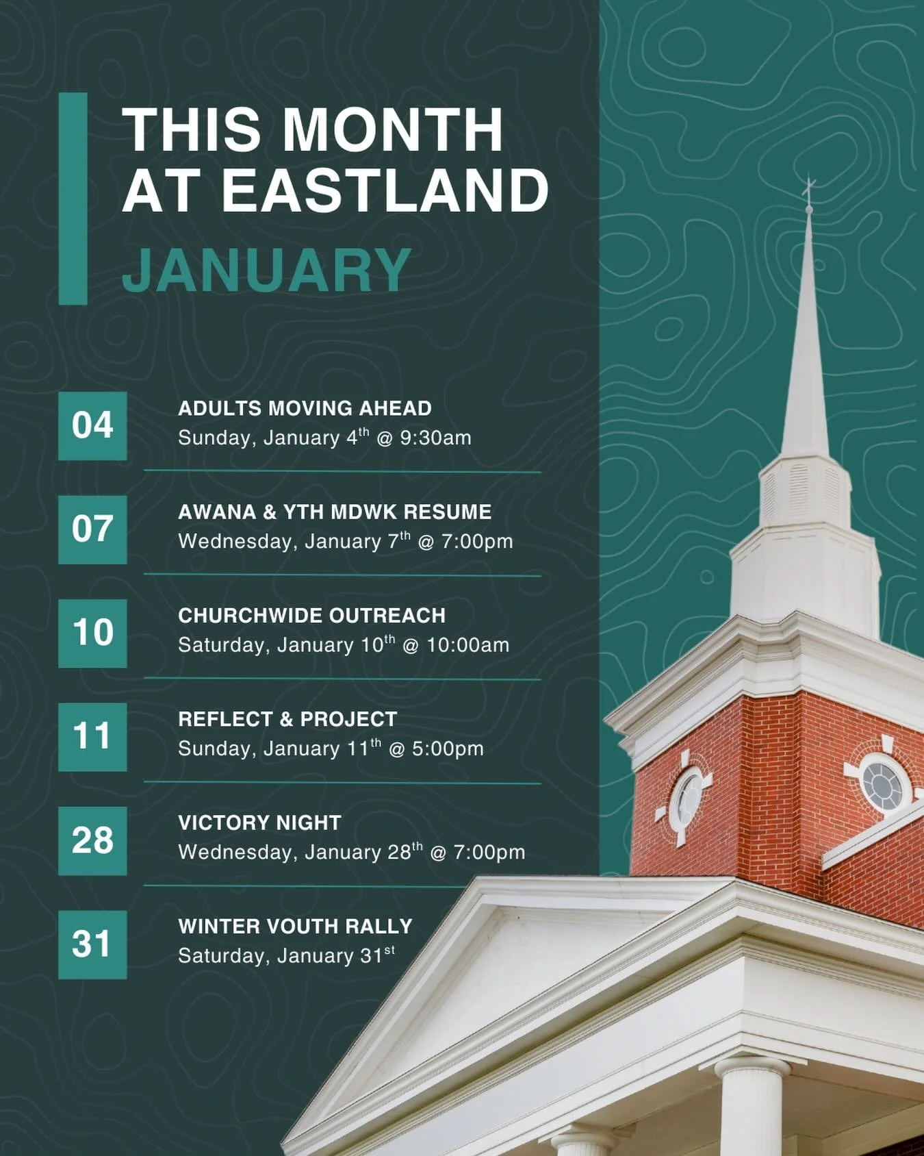 What&rsquo;s happening at Eastland Baptist Church this month??❄️⛪️
