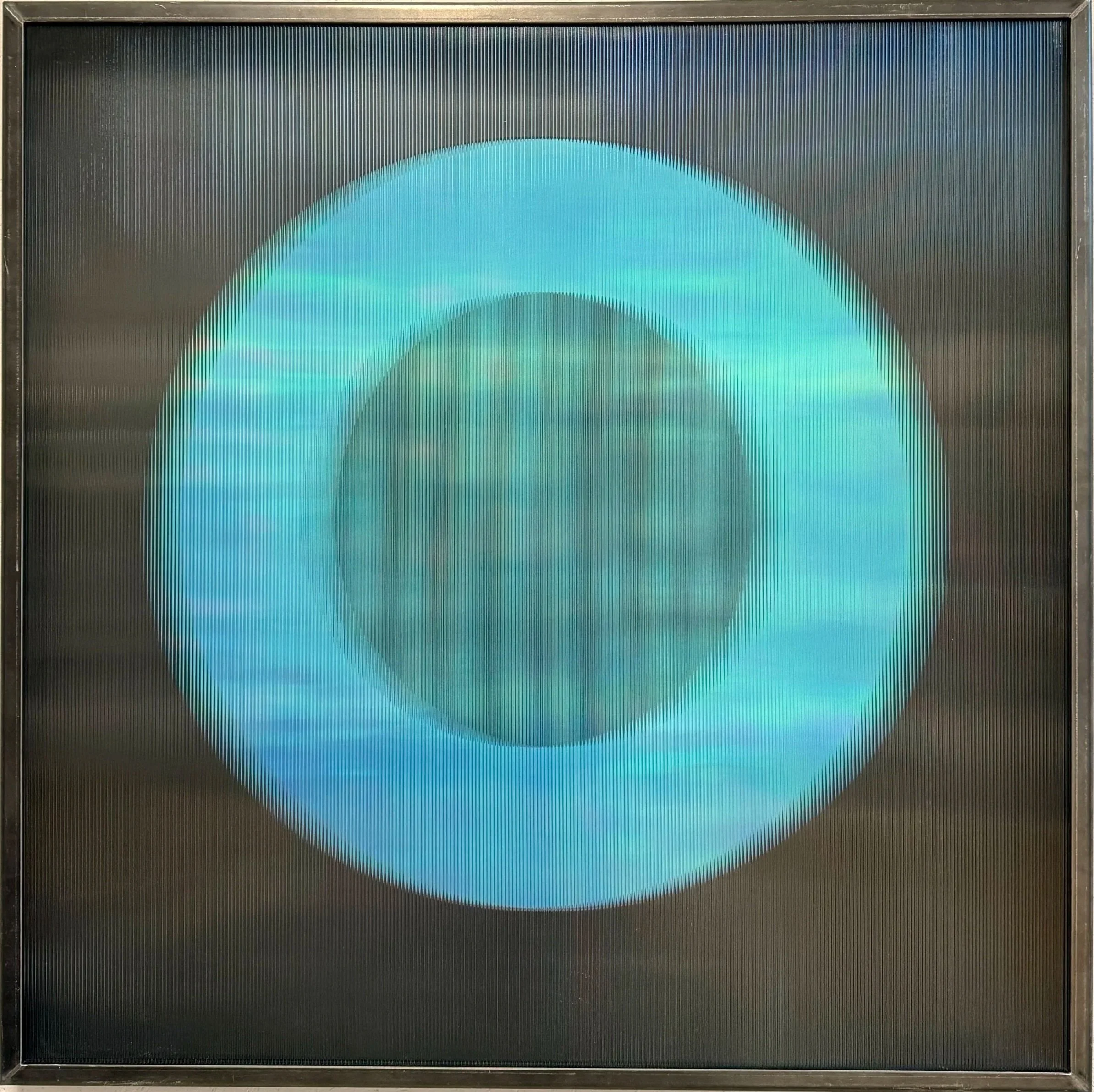 Dynamic_green (L) 2025, with steal frame, 90x90 cm, mixed media unique piece