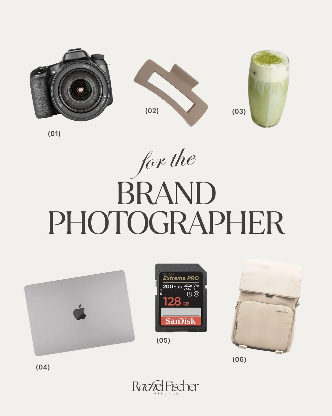 for the brand photographer who lives behind the lens and somehow always ends up being the last one to update their own content 📸⁠
⁠
these are a few things that just make sense. the gear, the matcha, the bag that goes everywhere, and the SD card that