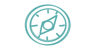 Close-up of a compass icon