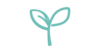 Simple line drawing of a small plant with two leaves