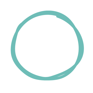 A simple outline of a circle with a slightly textured light teal border on a white background.