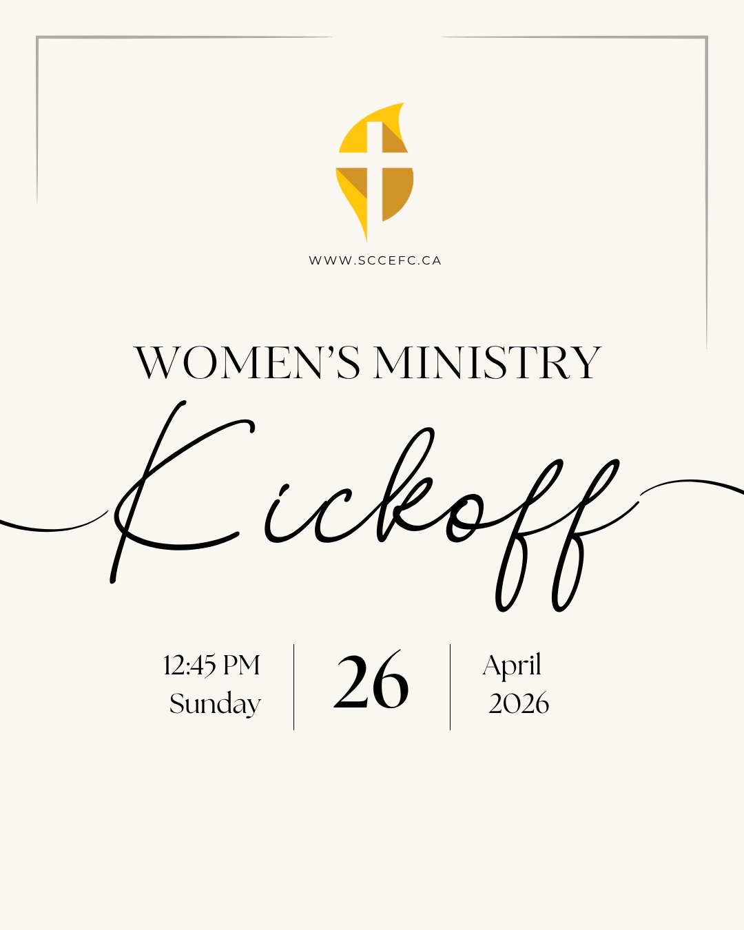 Women&rsquo;s Ministry Kickoff &ndash; You&rsquo;re Invited!

We&rsquo;re excited to launch a new Women&rsquo;s Ministry at our church!

Join us on Sunday, April 26 | 12:45&ndash;2:00 PM
📍 Room N201 (North Building, 2nd Level)
🥗 Bring your own lunc