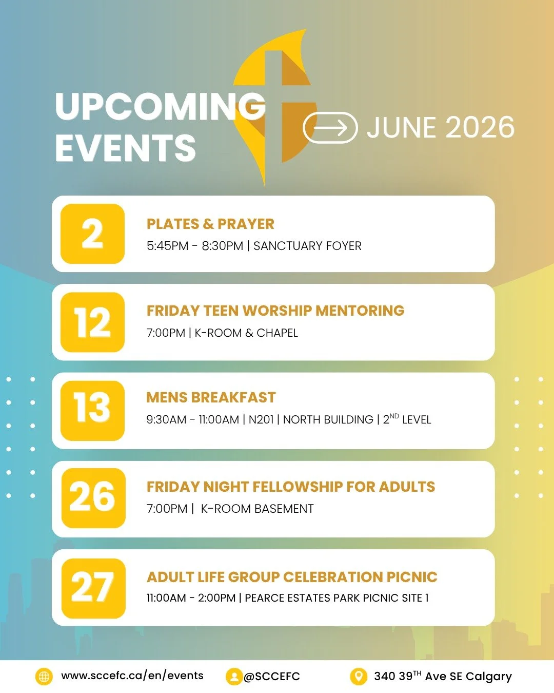 So much to look forward to in June! 💫

Marriage Course kickoff, Baptism Sunday, Life Group Celebration Potluck + more!

See what&rsquo;s coming up, and check the link in bio for sign ups + details or visit https://www.sccefc.ca/en/home