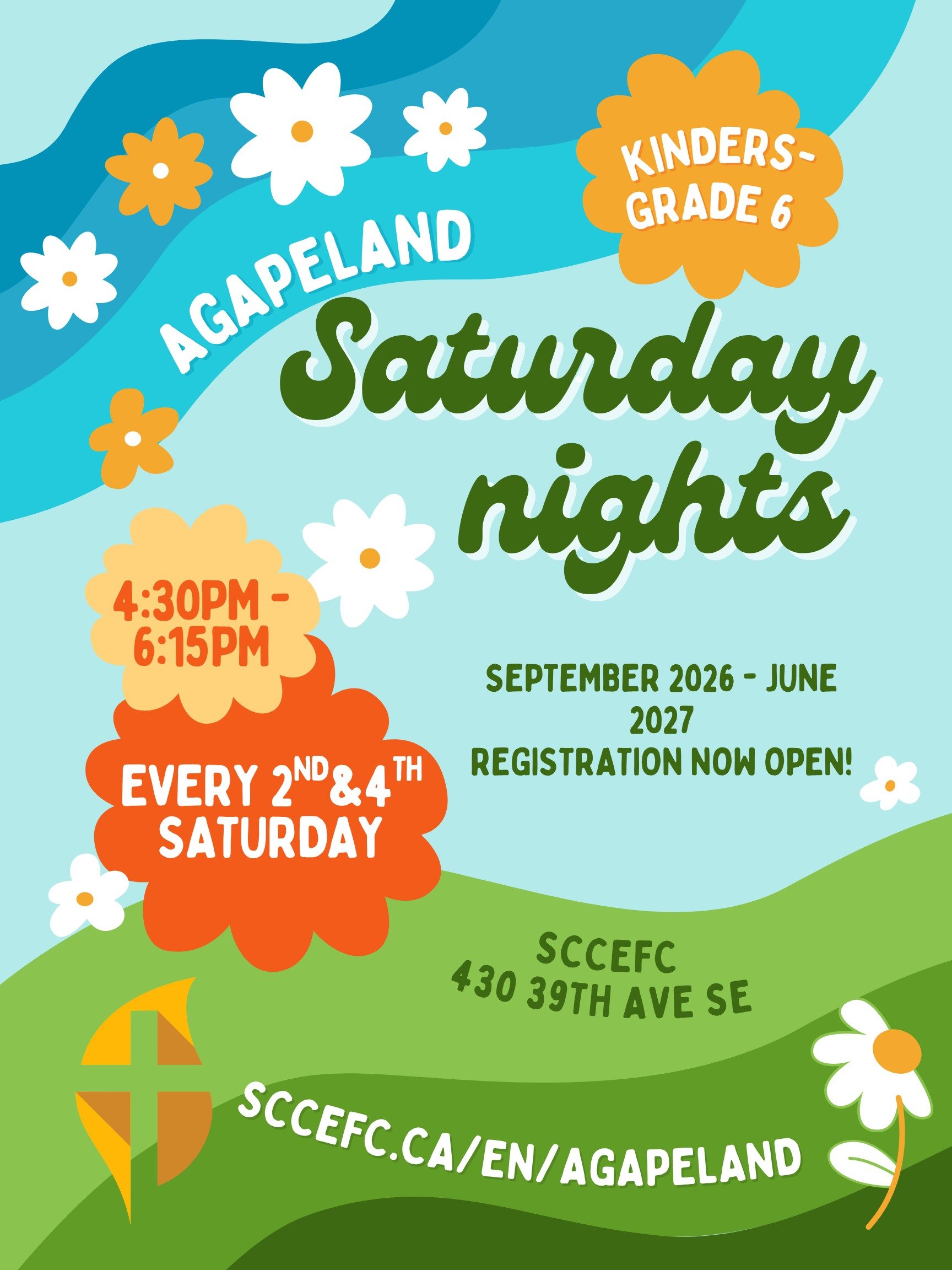 🎉 Agapeland Registration is NOW OPEN! 🎉

If you have kids in Kindergarten through Grade 6, it's time to register for an amazing year of Saturday Night Agapeland from September 2026 &ndash; June 2027! 💙

✨ Register through the link in our bio, the 