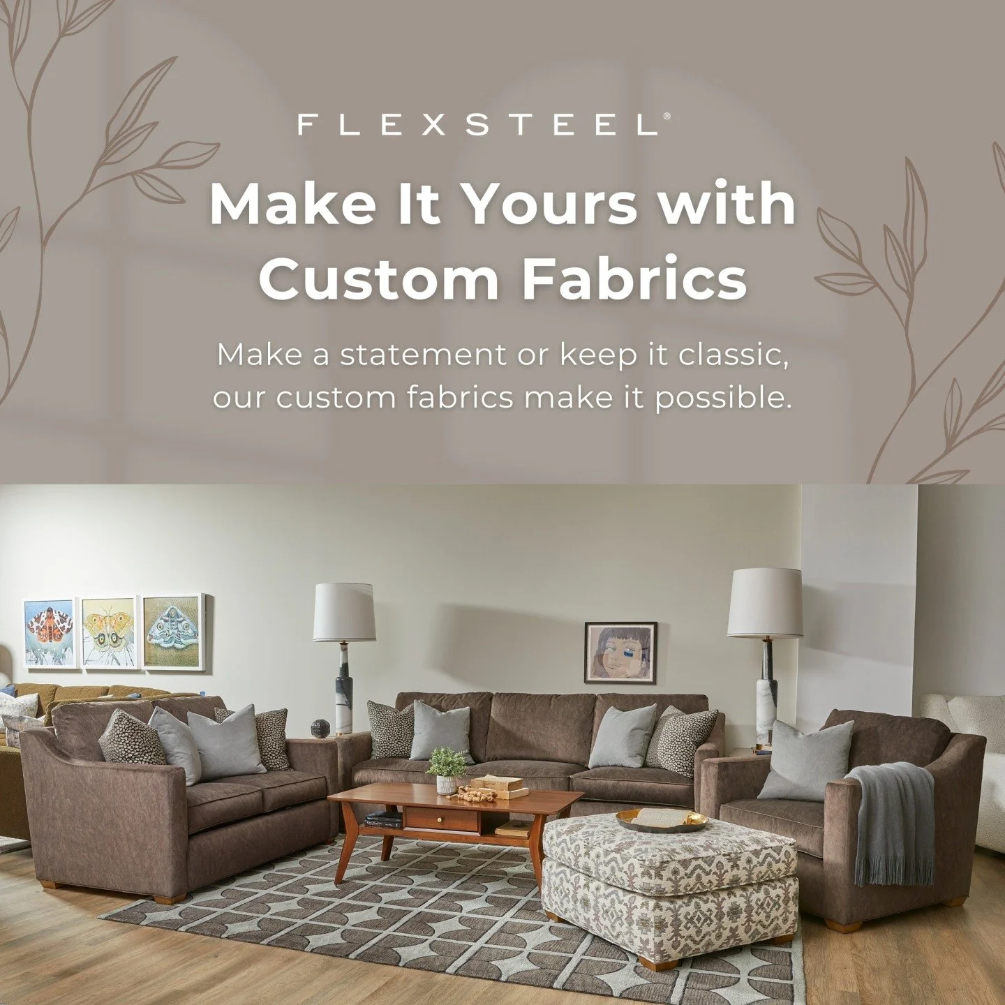 Timeless Craftsmanship, Personalized for You. ✨ Flexsteel&reg; gives you the freedom to choose fabrics, finishes, and designs that match your vision. Explore your options at Ideal Decorating!