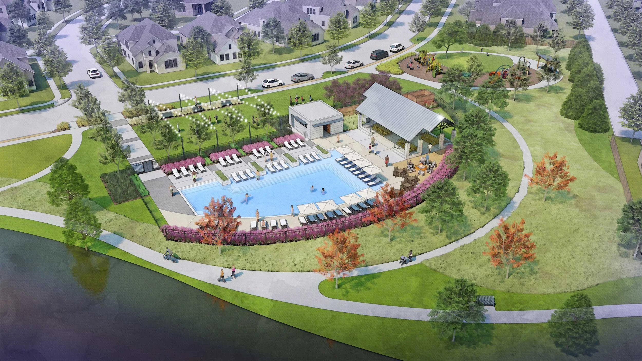 The Heights at Uptown Celina amenity center pool