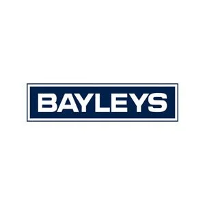 Bayleys logo with white text on a blue background