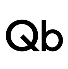 Black lowercase letters 'q' and 'b' next to each other on a white background.