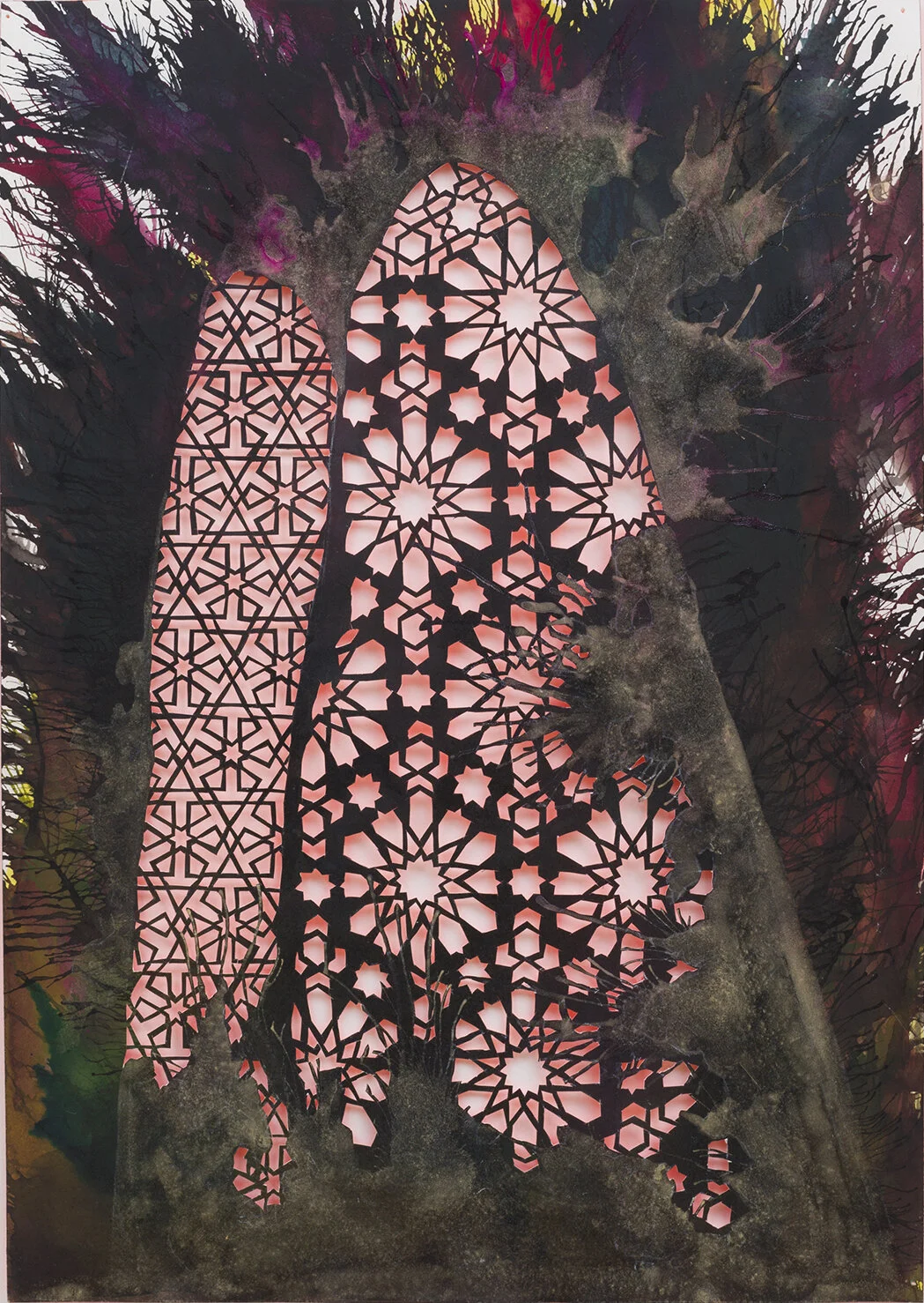 Untitled (coop study 3), 2013. Mixed media on hand-cut paper. 20 x 14 inches. Photo Credit: Panic Studio L.A.
