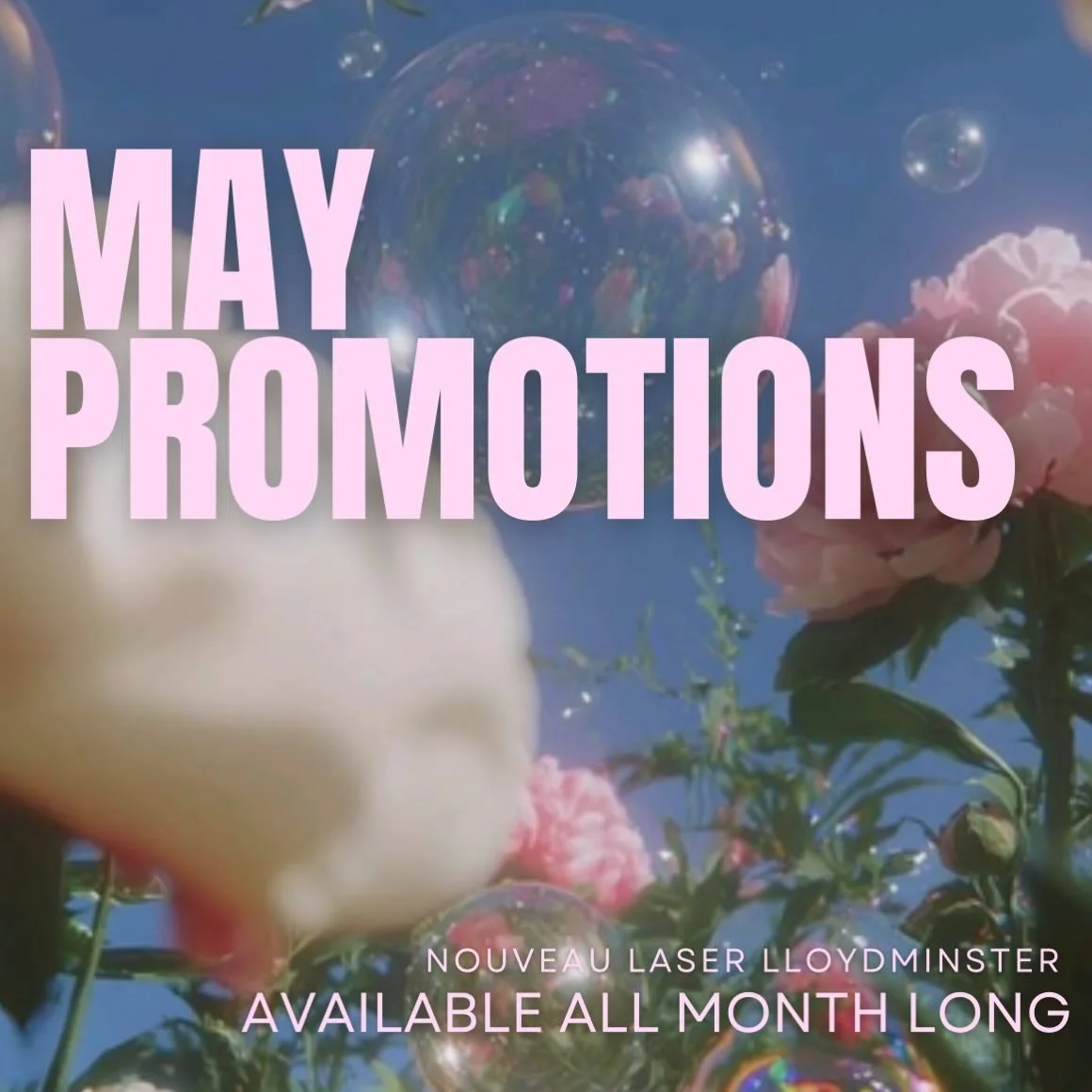 Mother&rsquo;s Day Promotion:
20% bonus on all gift cards over $200!! This promotion will only run until May 15th - so make sure to hurry in 💓 

Product Promotions:
15% off ALL SPF products. Now is the perfect time to stock up for summer. 

May is s