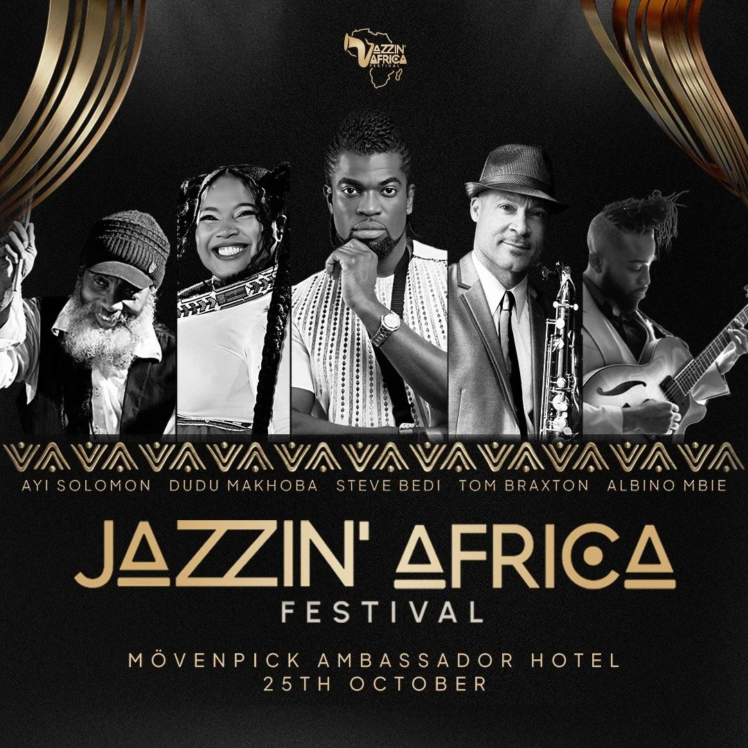 🎷 Get Ready, Accra!
On October 25, 2025, the Jazzin’ Africa Festival debuts at the Mövenpick Ambassador Hotel—a powerful celebration of African jazz, soul, and rhythm.
Led by Ghana’s own Steve Bedi, this groundbreaking event
