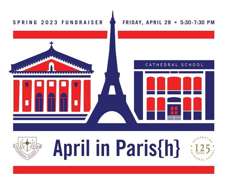 Join us THIS Friday from 5:30-7:30pm for our annual Spring Fundraiser, April in Paris(h)!

This community, family friendly  event features food from @joesburgers, beer and wine, student art show in the gym, and an online auction!

The online auction 