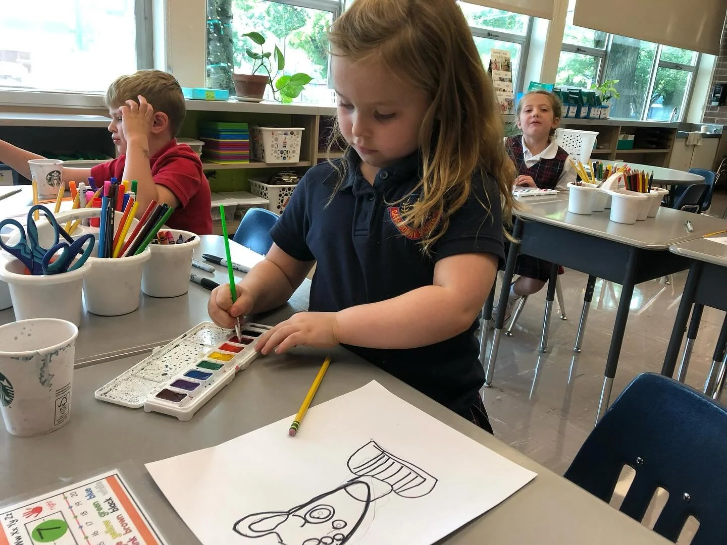Classroom Happenings:
First grade Lanuage Arts and special project❤️🎨
First graders read a book and painted a picture of Wemberly, a character in the book.