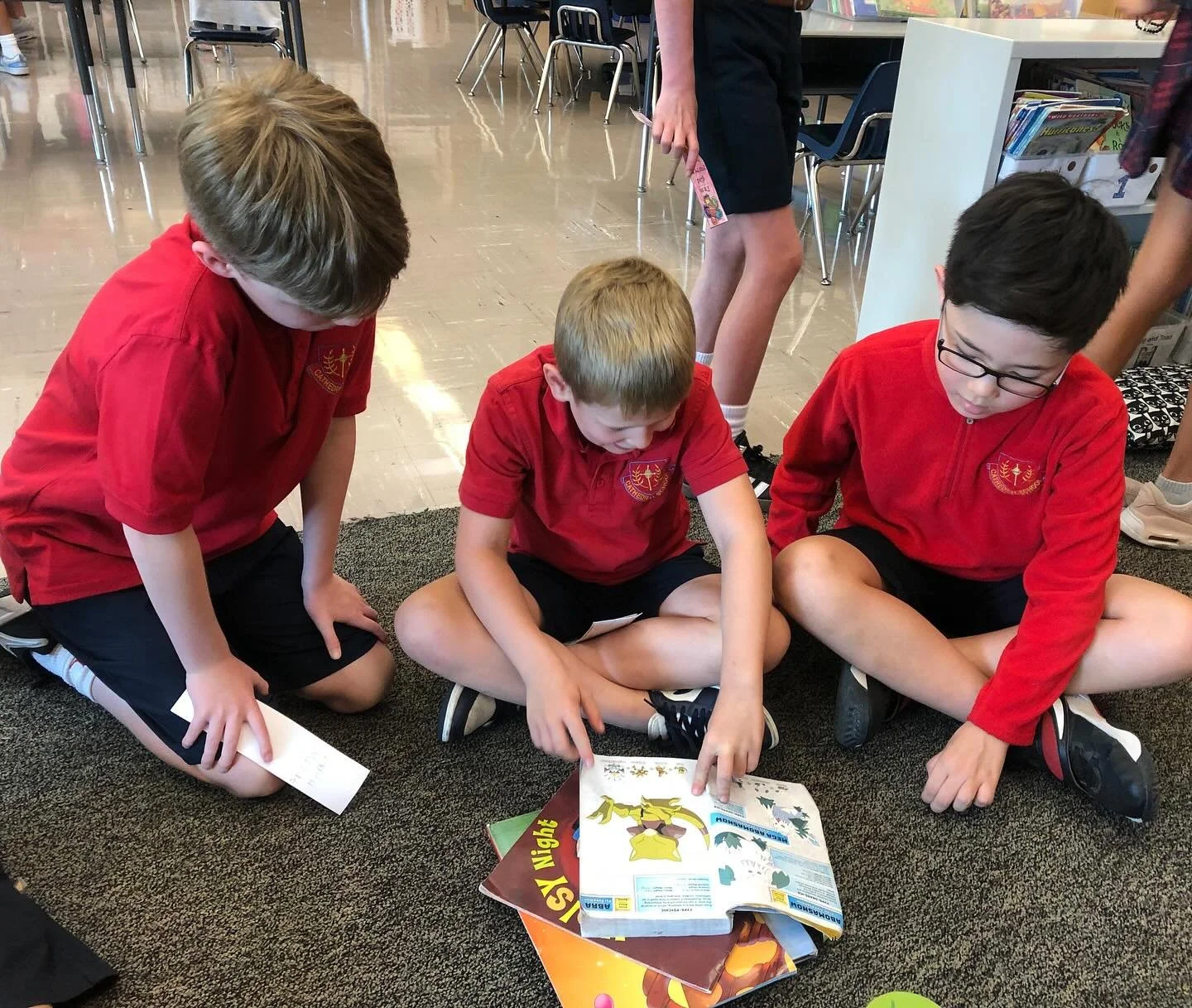 Classroom Happenings:
5th grade students meet their 1st grade buddies and read books together and other fun crafts! 
The buddy program at Cathedral School is a way to foster a school environment where students are connected and part of an inclusive