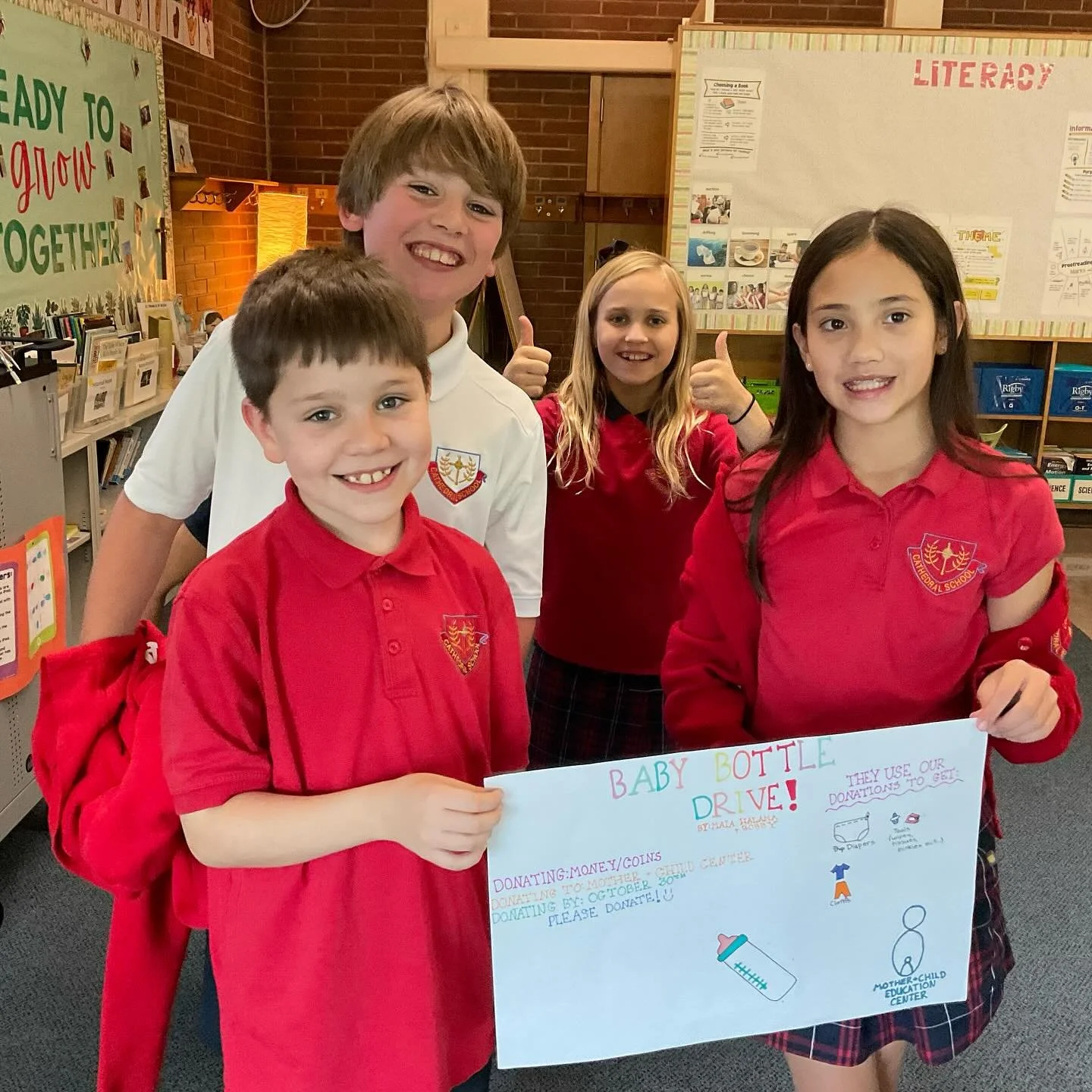 Faith in Action: Baby Bottle Coin Drive 
Our 4th graders are making a difference! They’re hosting the Baby Bottle Coin Drive to support the Mother and Child Education Center, helping local families in need. Students are asked to dig into their