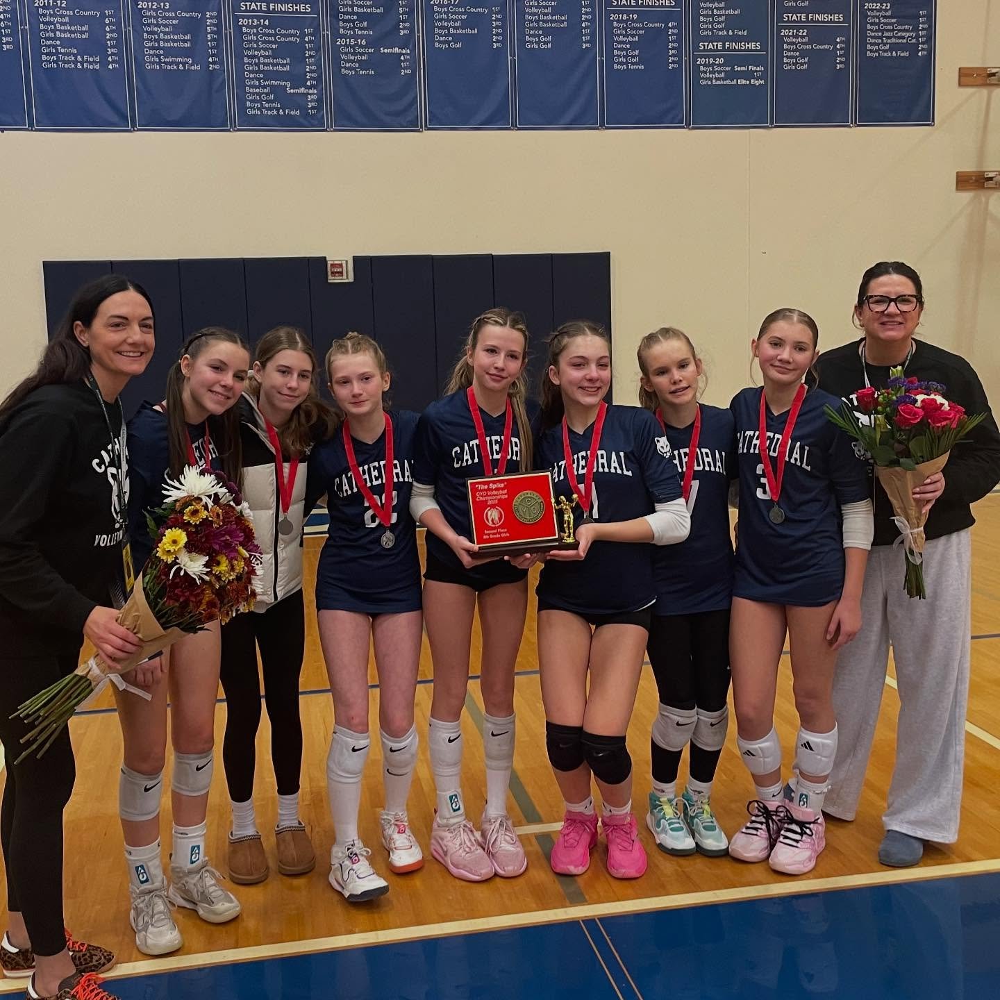 Congratulations to all of our CYO volleyball teams on an incredible season 🏐❤️ ⭐️ 

We are so proud of our student athletes. Thank you to all the coaches, parents, teachers and volunteers! 

🥈8th grade girls 2nd place Spike! 
🥈8th grade girls 2nd 