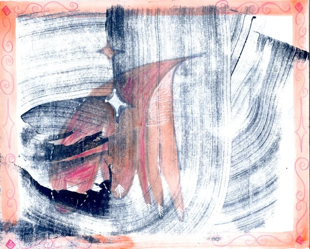 Max Kauffman "Caw on Ice" mono print