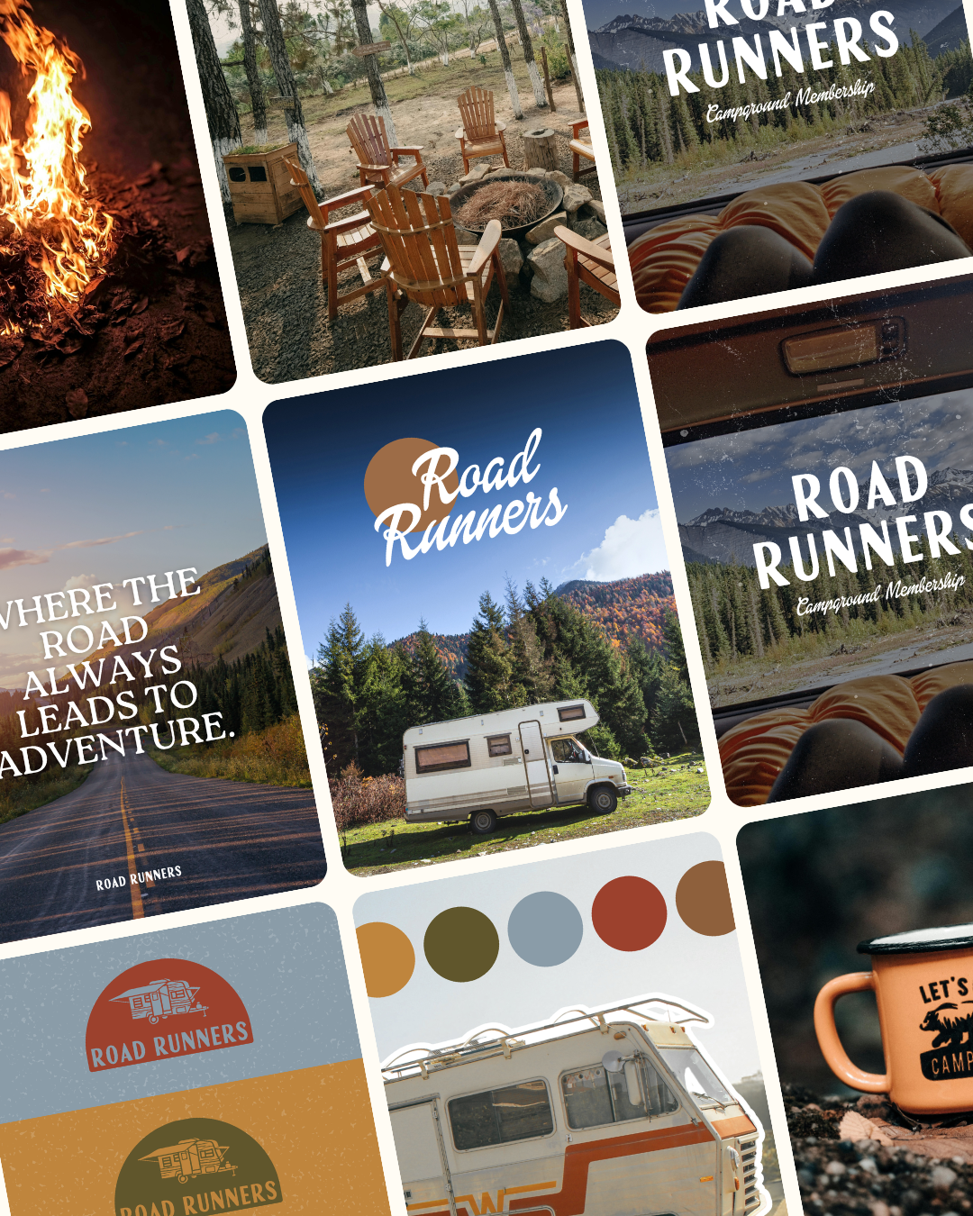 Person holding a smartphone displaying a social media or image browsing app with various images and icons.