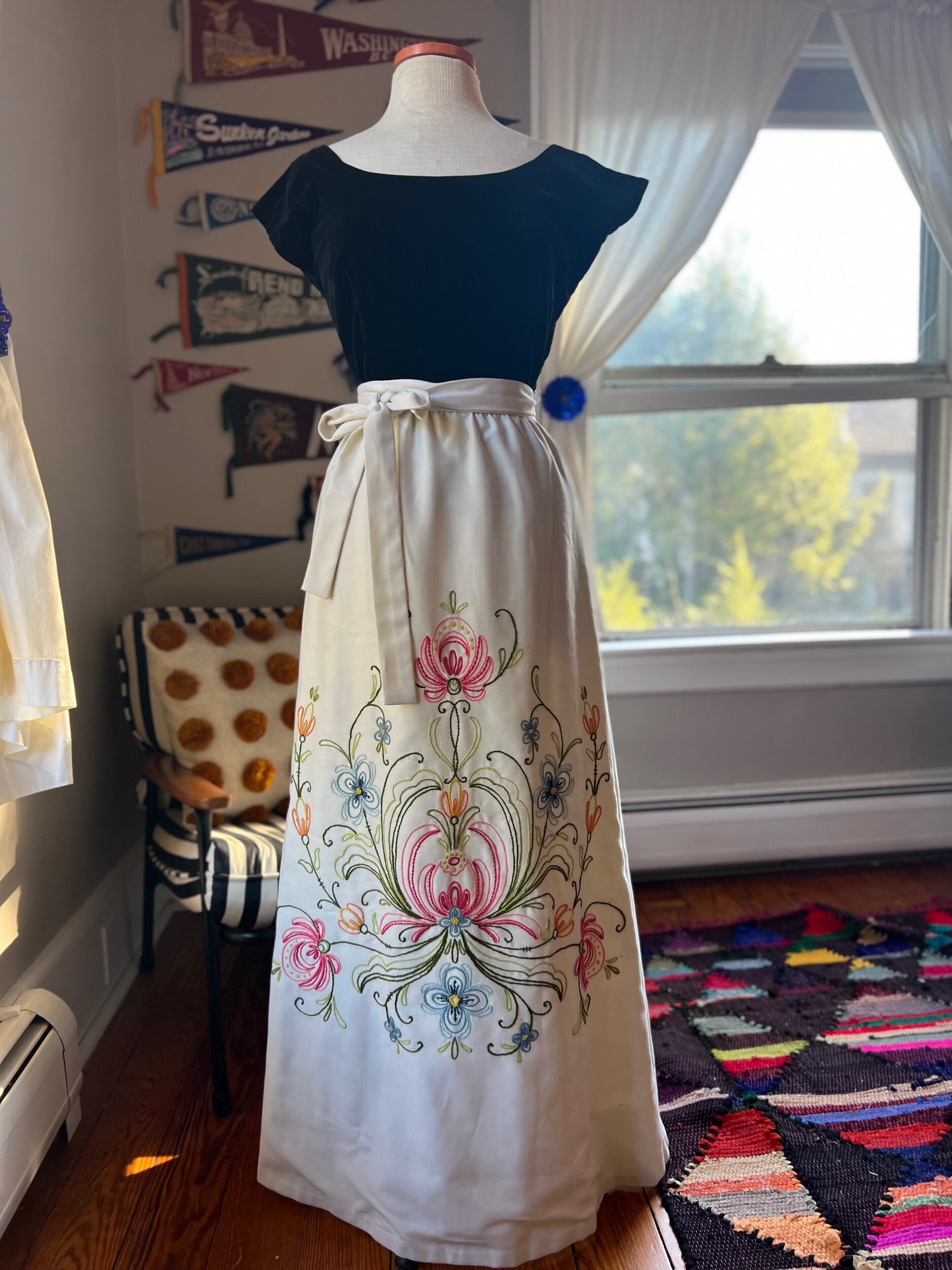 1960’s Embroidered Maxi Wrap Skirt