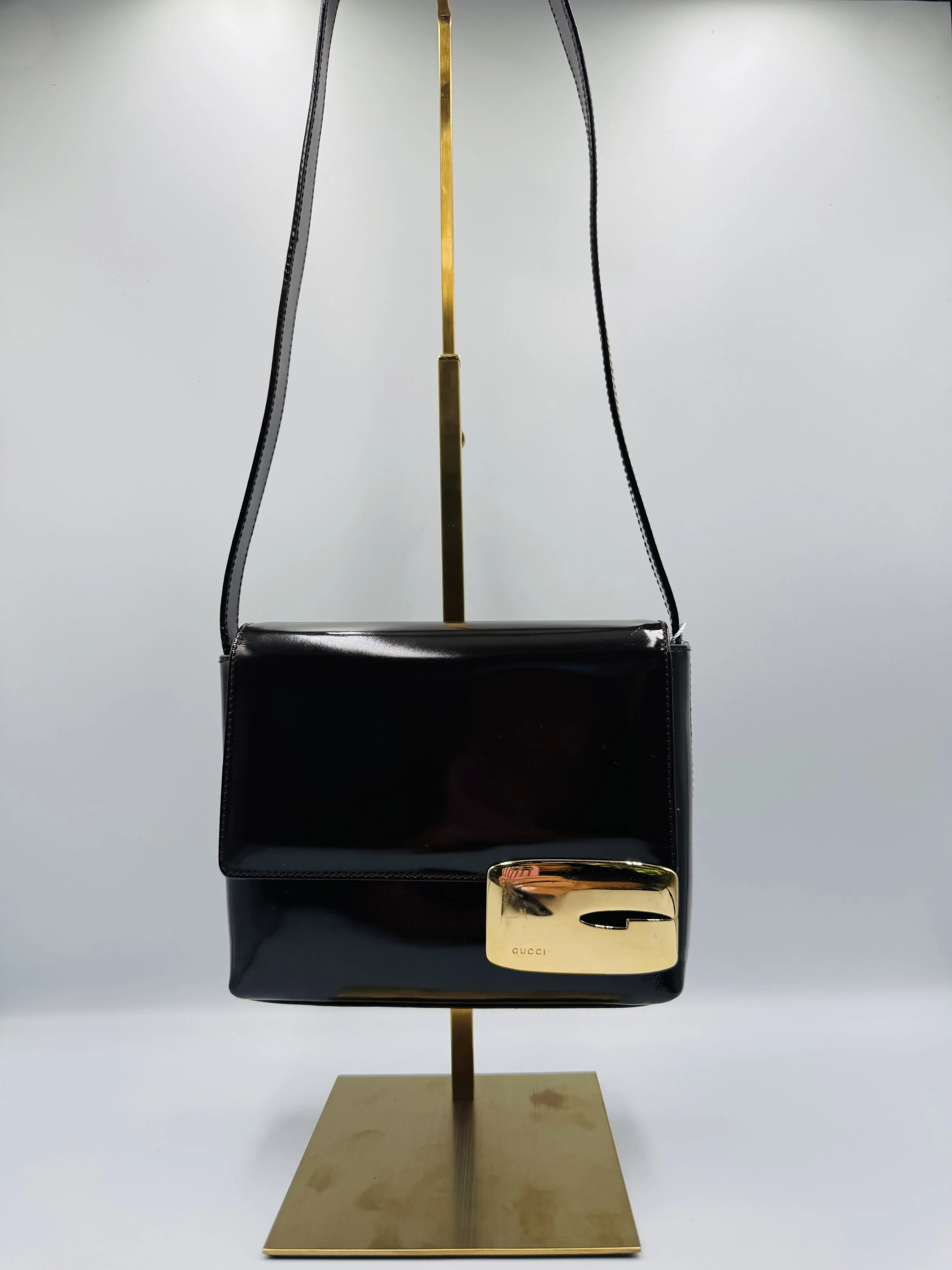 Tom Ford Era Gucci Patent Leather Shoulder Bag.