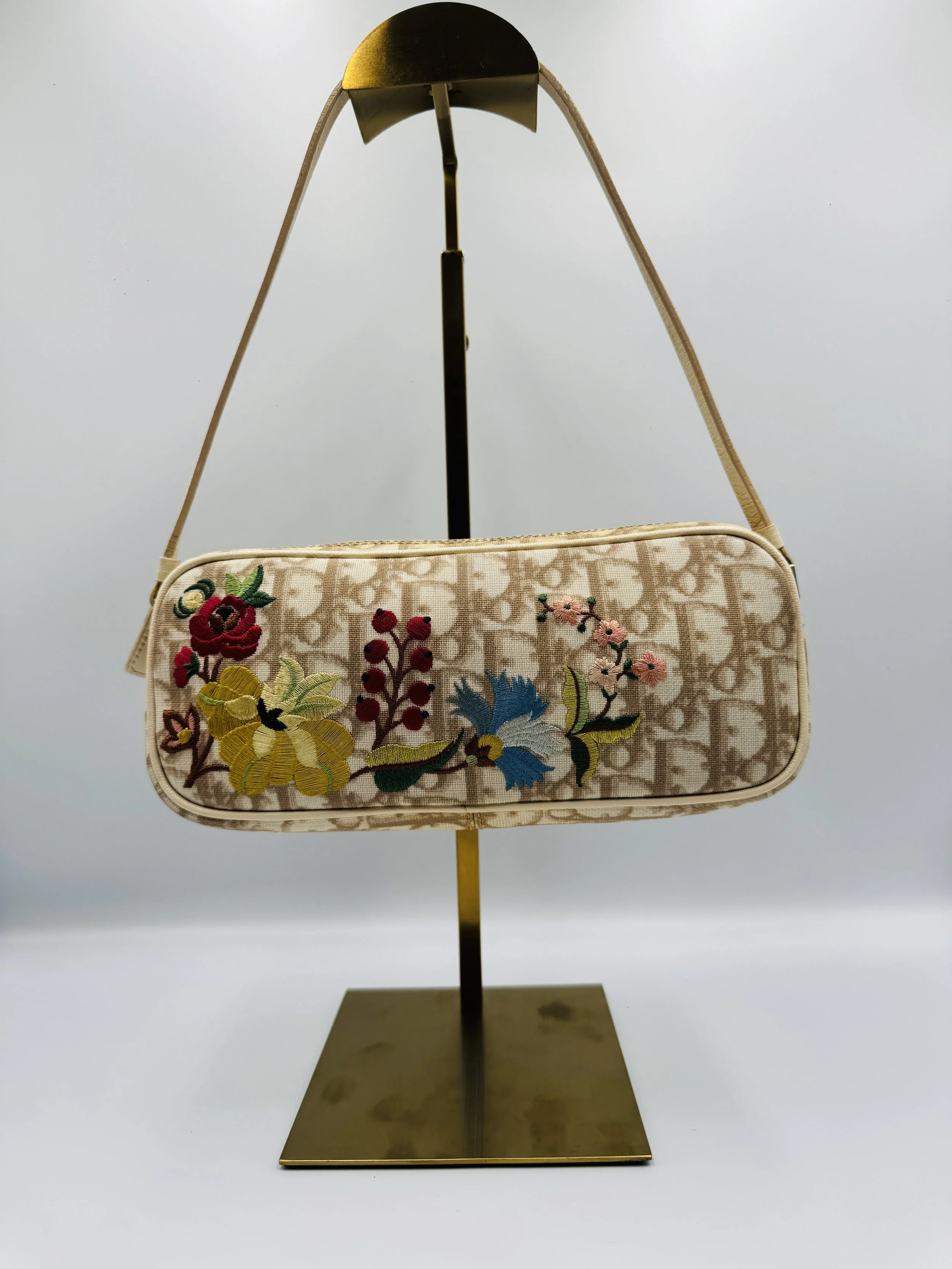 2004 John Galliano Era Christian Dior Diorissimo Embroidered Pochette