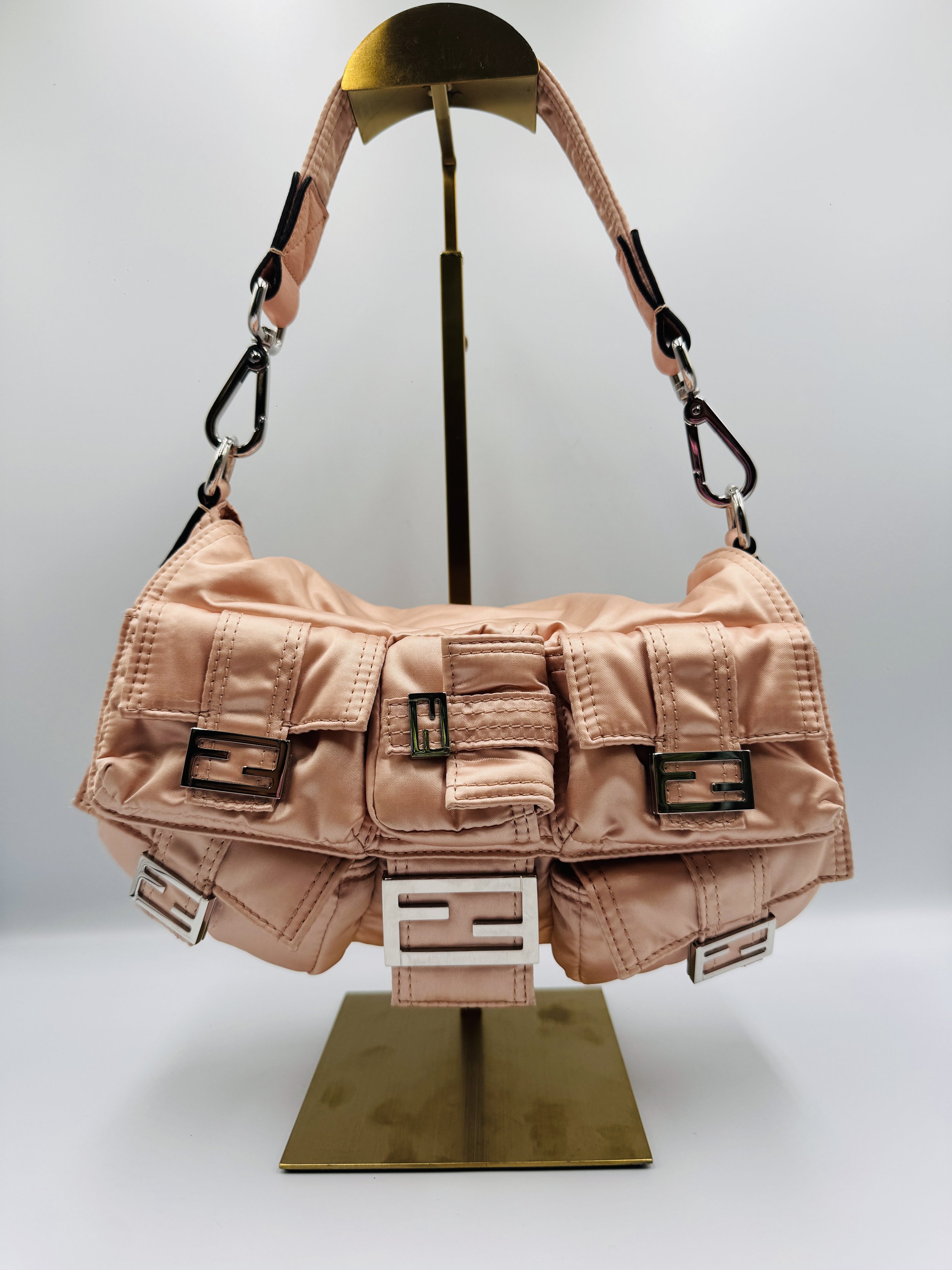 2022 Pink Nylon Convertible Multipocket Baguette