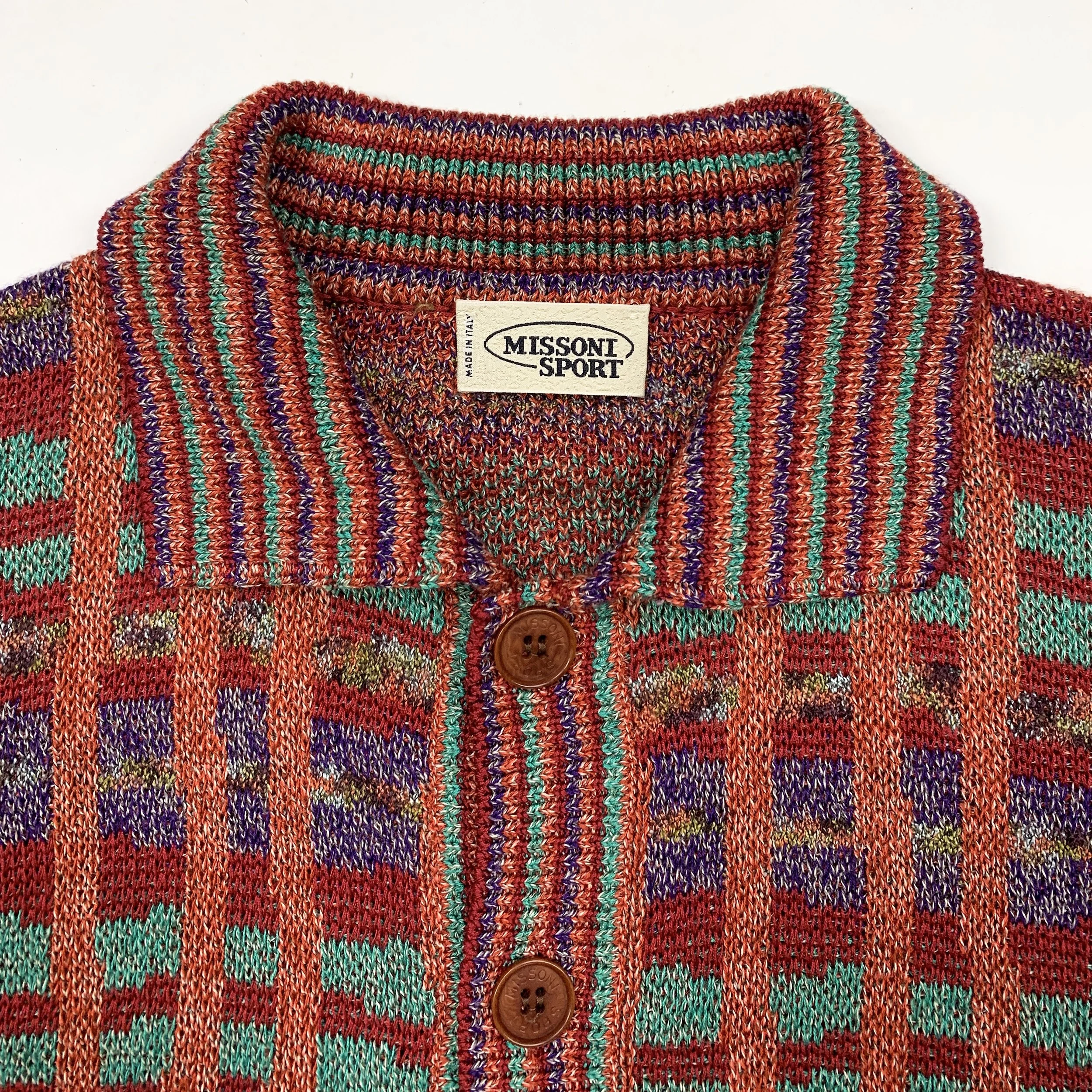 Missoni S 90s Heavy Plaid Cardigan Red5.jpg