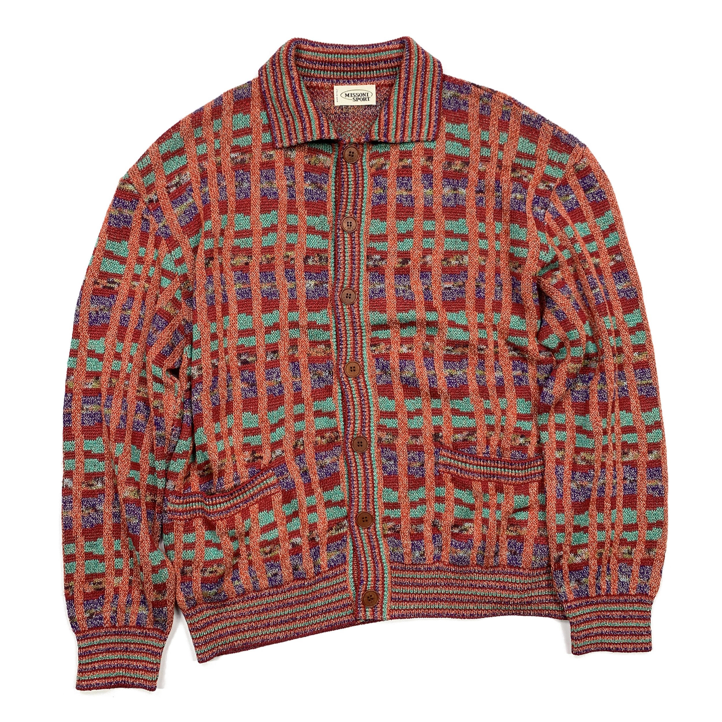 Missoni S 90s Heavy Plaid Cardigan Red1.jpg