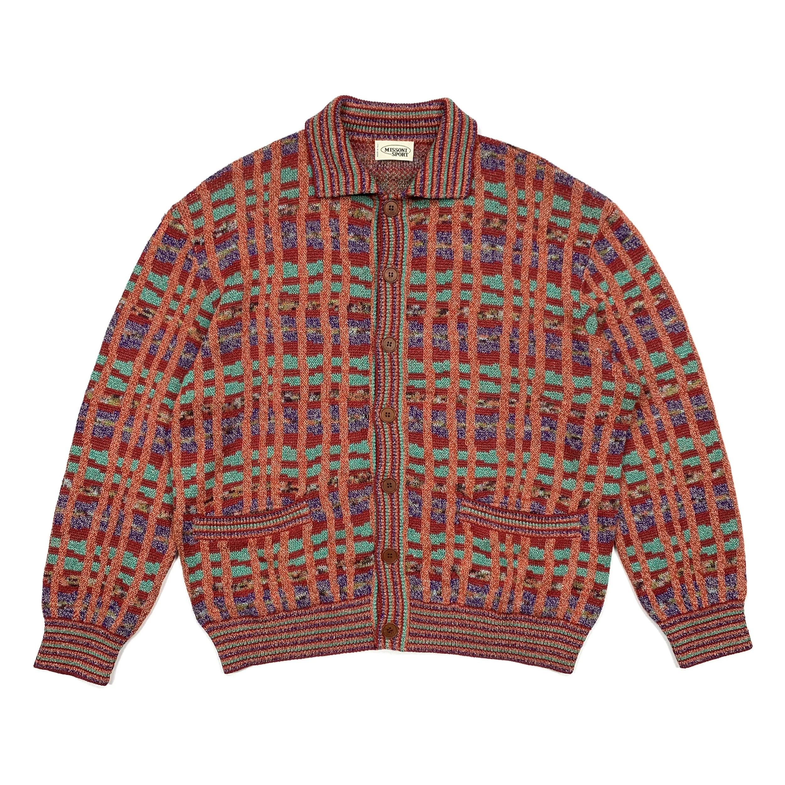 Missoni S 90s Heavy Plaid Cardigan Red.jpg