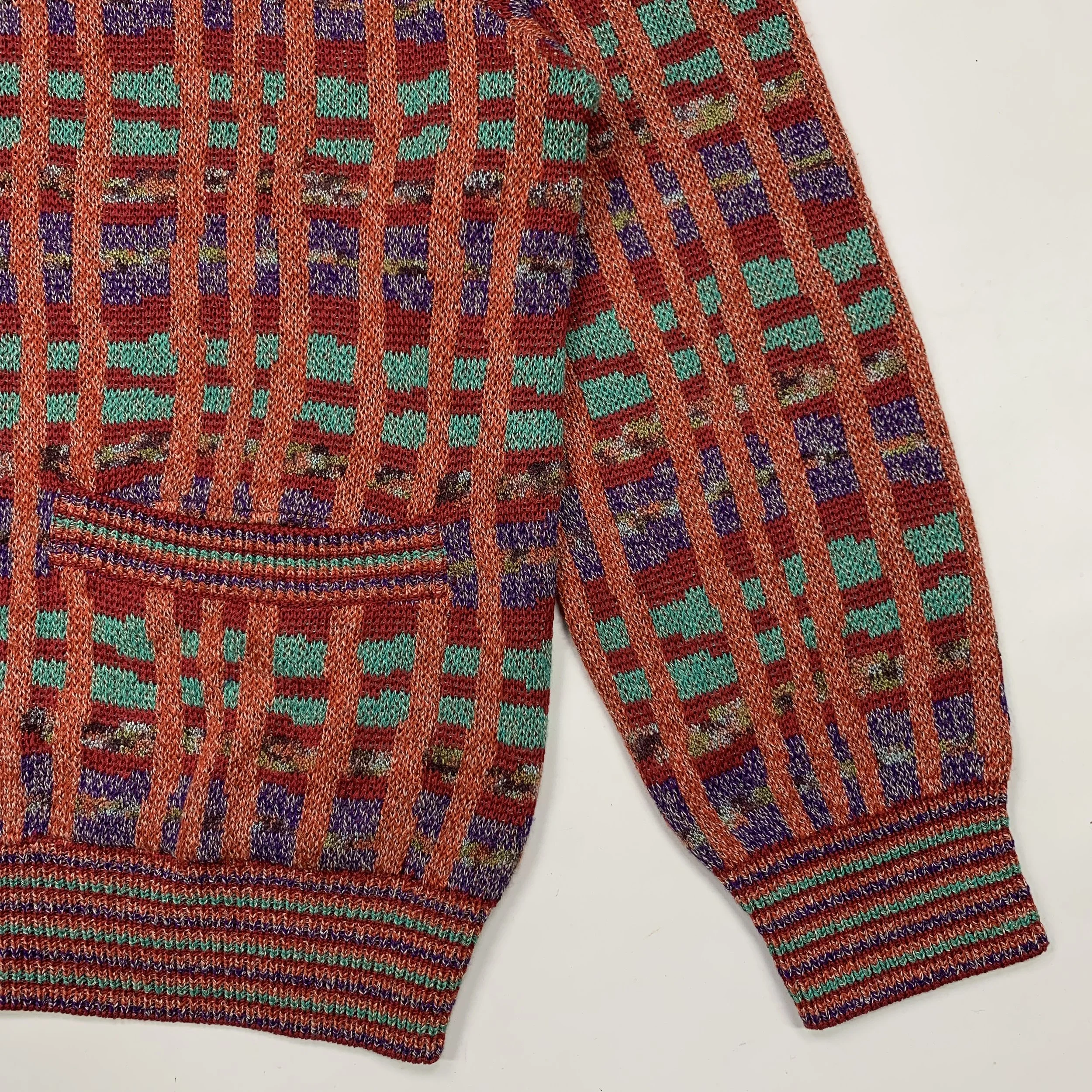 Missoni S 90s Heavy Plaid Cardigan Red6.jpg