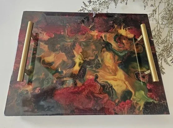 The next item for our EMAs auction is this one-of-a-kind &ldquo;Compass&rdquo; Serving Tray and Coaster set from @dmcoriginalart. Follow our EMA Givebutter link in the bio to register and start bidding on this fantastic set! Bidding closes December 1