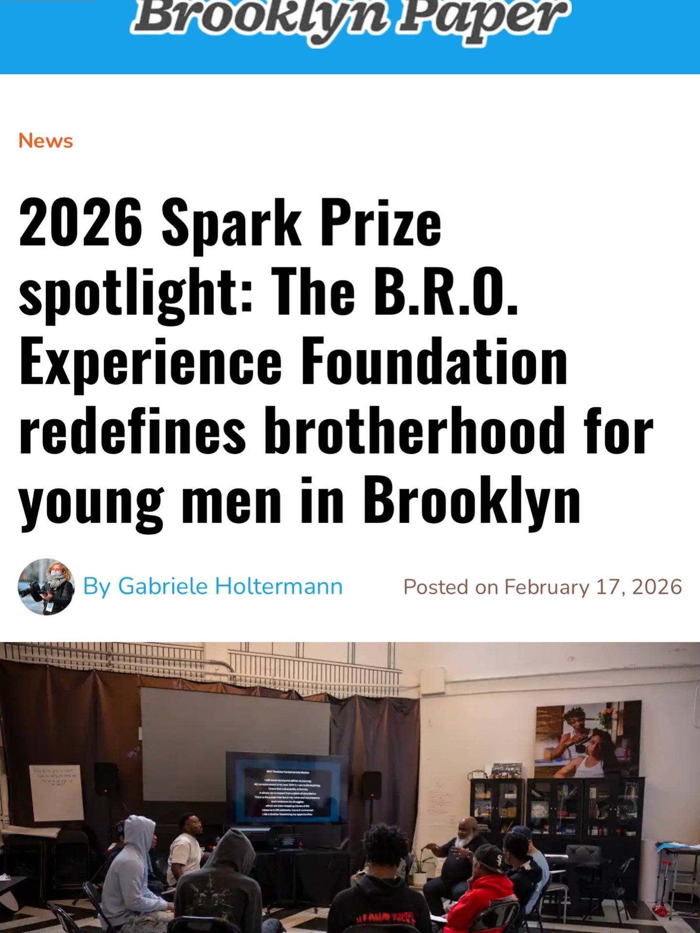 Thnx to @brooklynpaper for the amazing feature article!! https://www.brooklynpaper.com/brooklyn-org-spark-prize-2026-b-r-o-experience-foundation/ @bklynorg