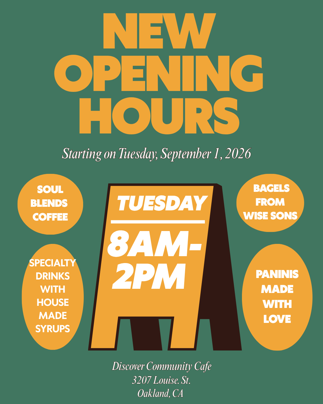 New Hours on Tuesday!