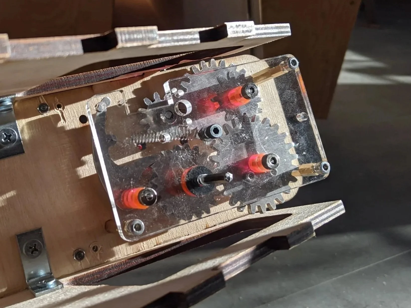 A majestic view of my glorious gearbox, installed and illuminated
