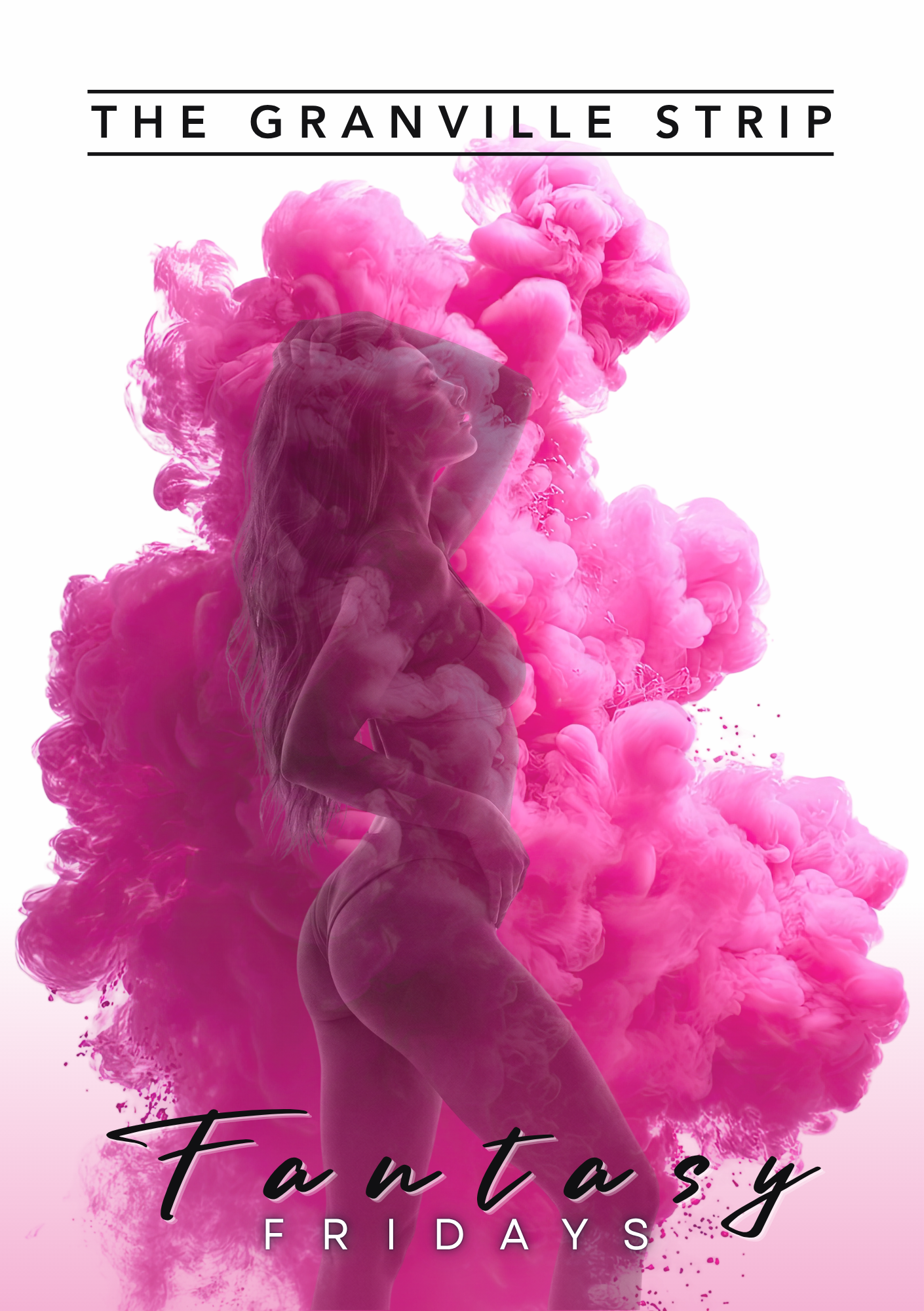 A promotional poster for Fantasy Fridays at The Granville Strip Vancouver strip club