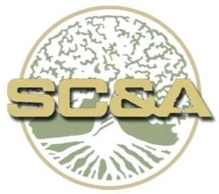 Logo with a stylized tree and the text 'SC&A' in gold letters.