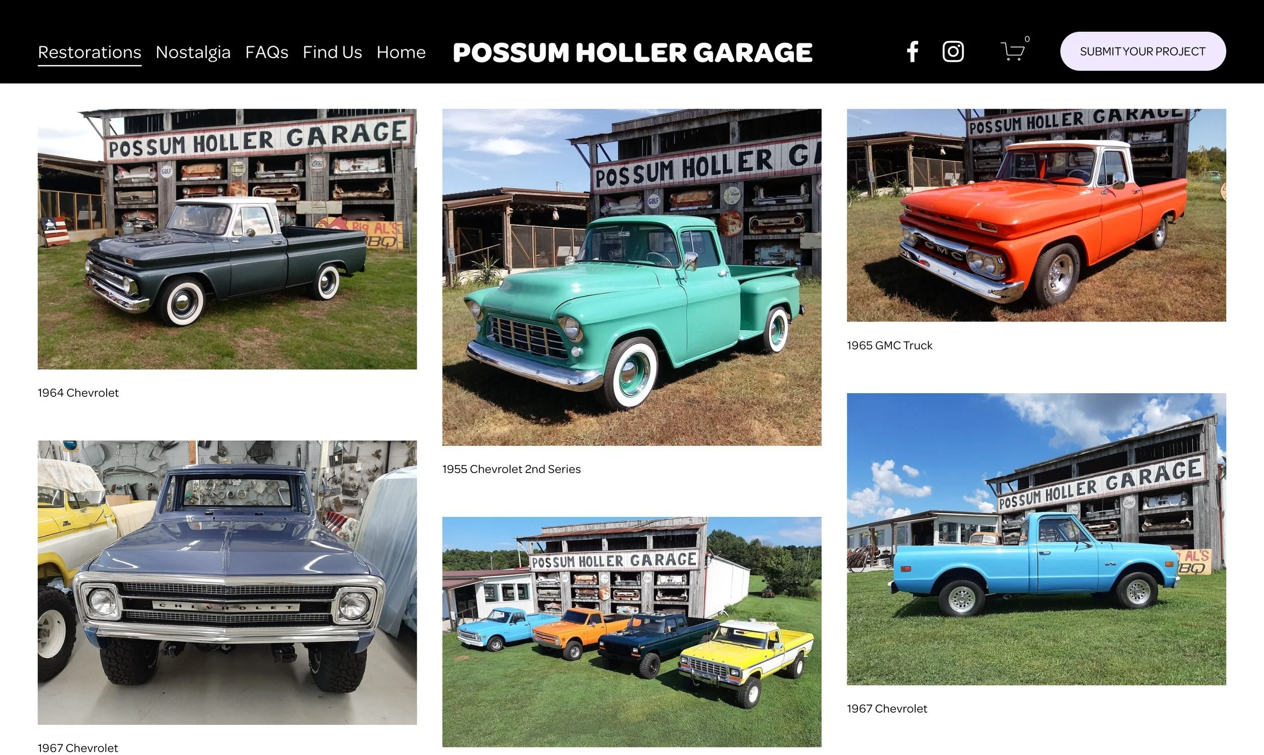 Website homepage for client specializing in vintage truck restorations