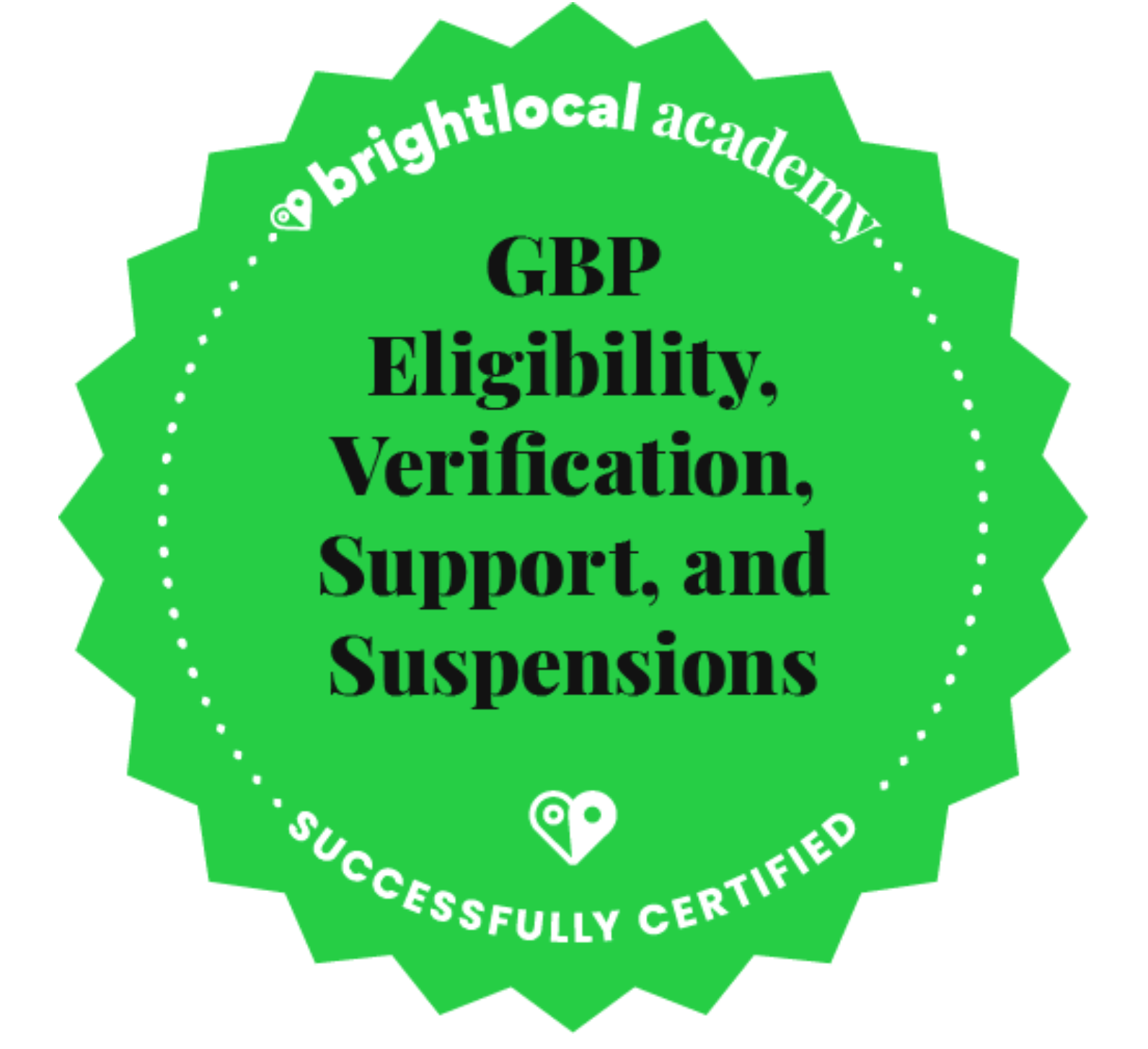 GBP Certified: Eligibility, Verification, Support, and Suspensions