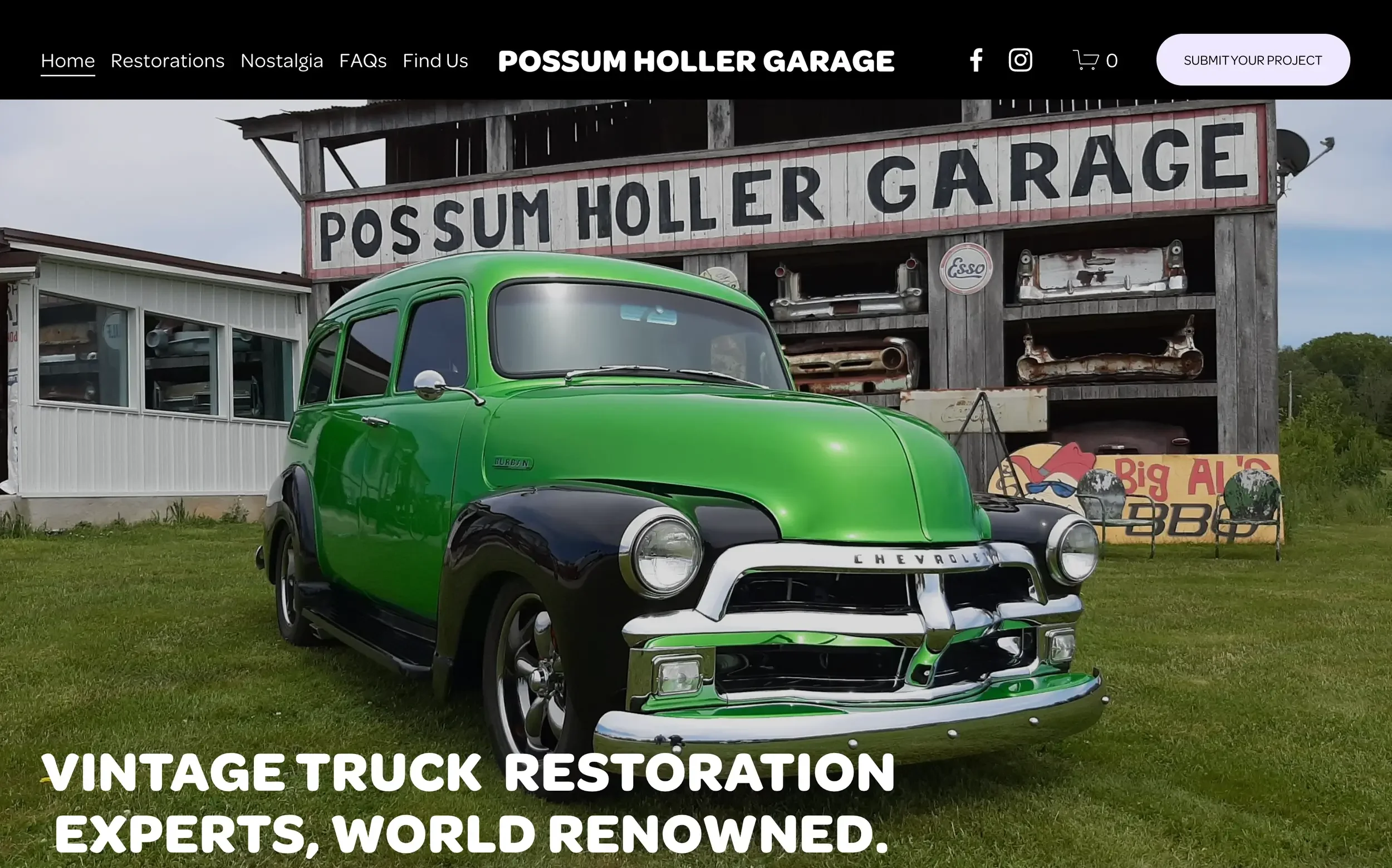 Showcase website for Possum Holler Garage.