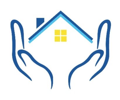 Two hands holding a house with a blue roof and yellow windows as the Assisted Living Locators logo.