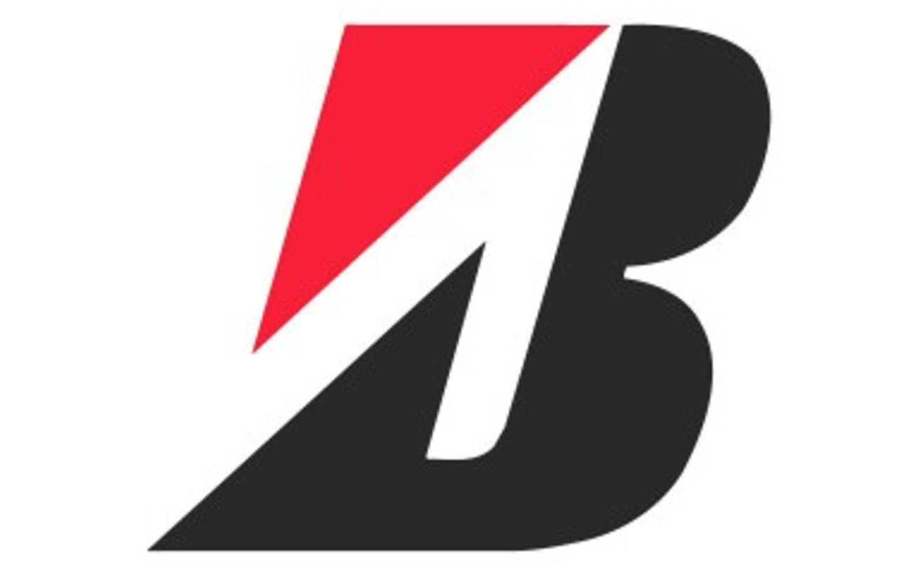 Bridgestone logo with a stylized letter B divided into red, white, and black sections.