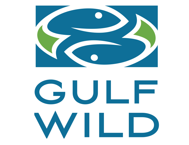 The Gulf Wild logo with intertwined fish design in blue and green above the text 'Gulf Wild' in blue.