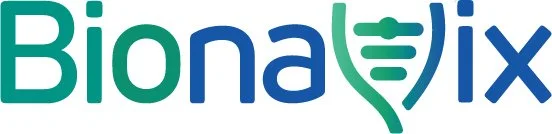 Bionalix logo with green, blue, and teal text and a stylized DNA strand in place of the letter 'x'.