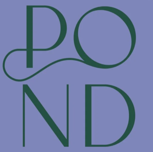 The word "POND" displayed vertically with the letters "P" and "O" at the top and "N" and "D" below, on a purple background.