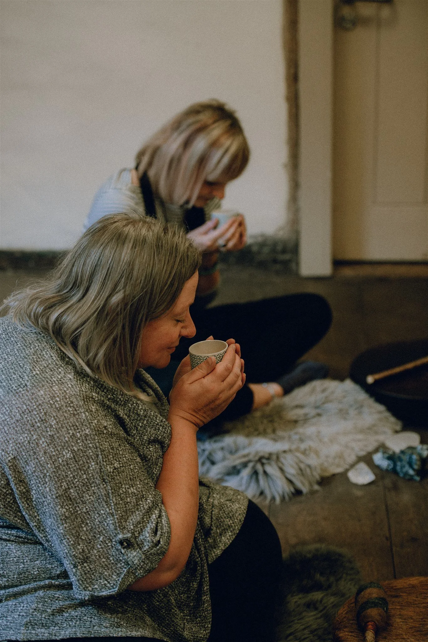 Sacred tea ceremony before Yoga Nidra
