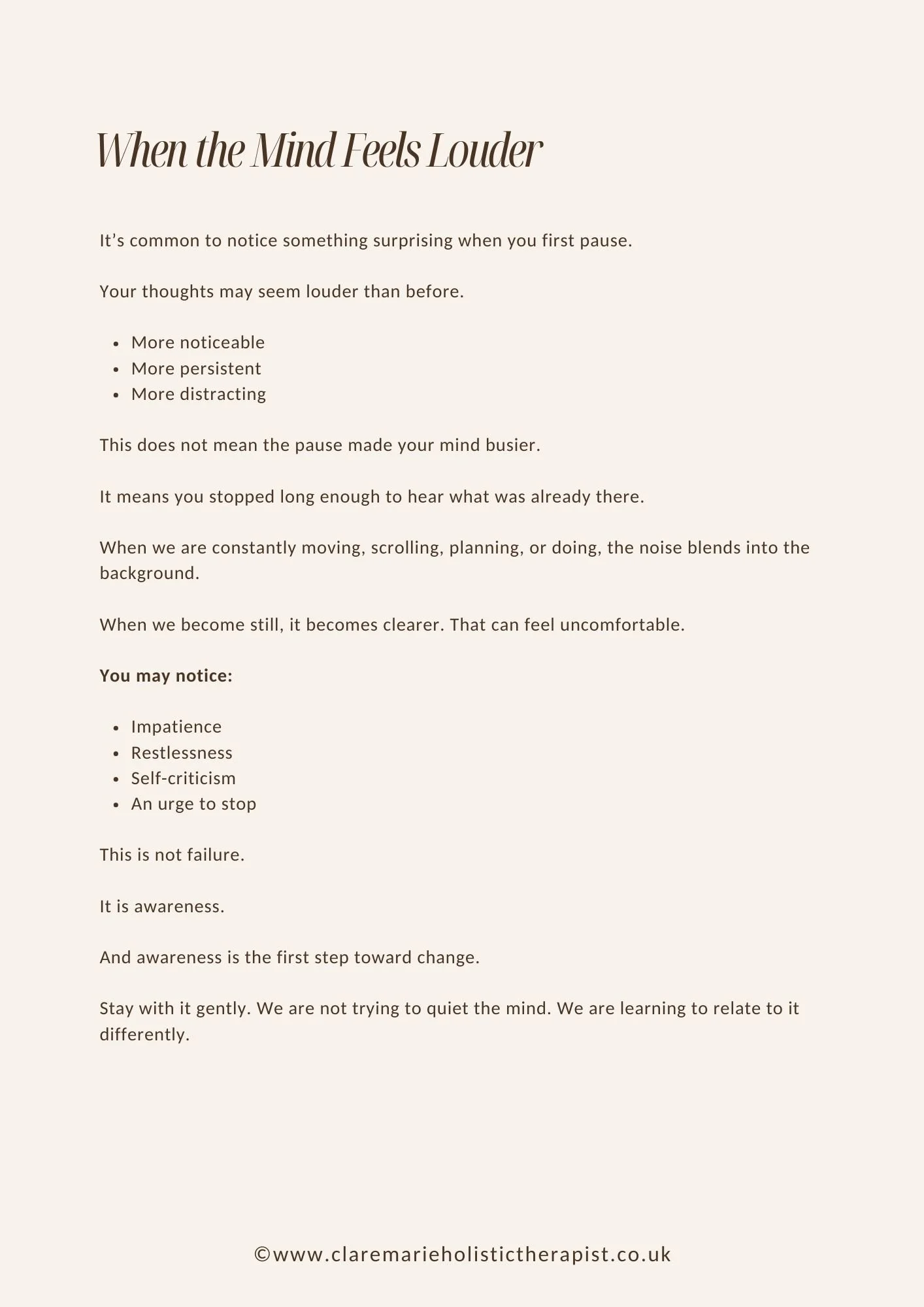 Page of The Pause Before Change mindfulness workbook designed to calm a busy mind and reconnect with inner clarity.