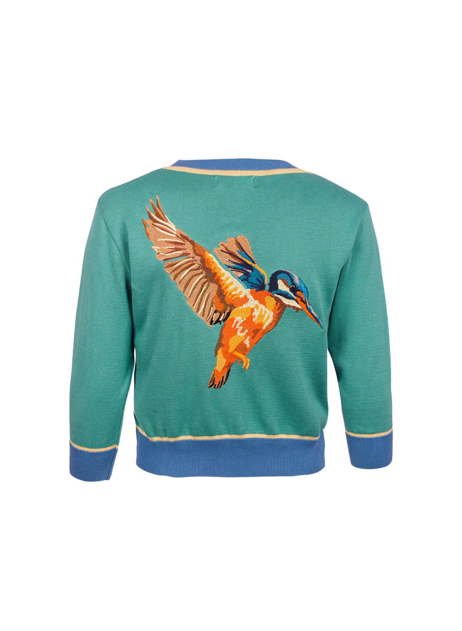 Vera Marine Green Kingfisher Embroidered Cardigan — Conker Nature